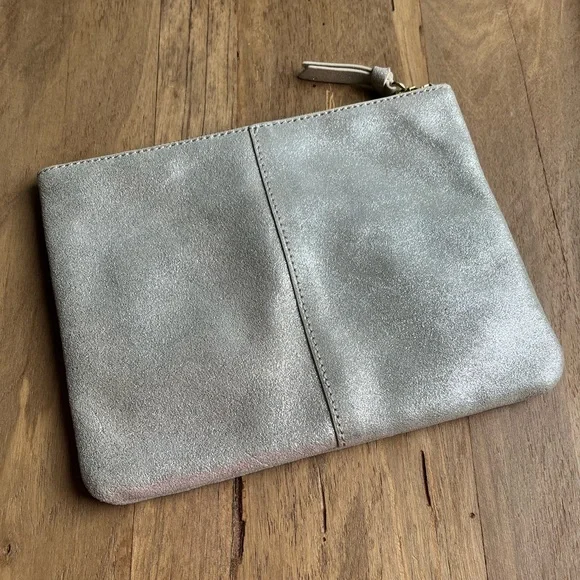 Anthropologie Leather Organizer Pouch Silver Glitter - Picture 6 of 15